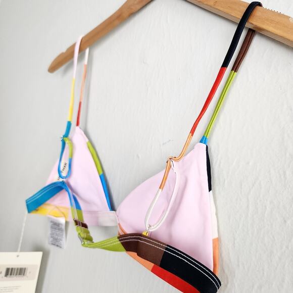 NEW Mara Hoffman Nonpadded Triangle Bikini Swim Top Rainbow Multi - Picture 10 of 12